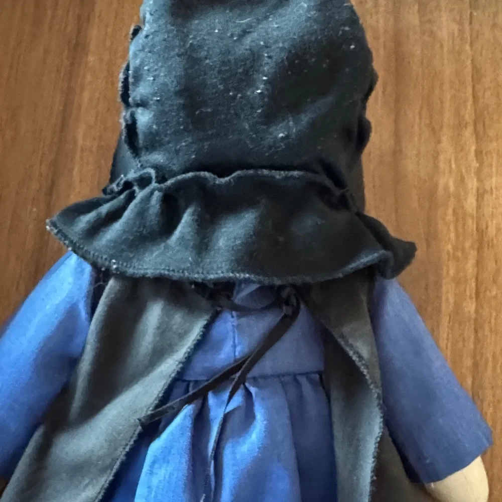Vintage Handmade Doll  Blue and Black Amish Outfit